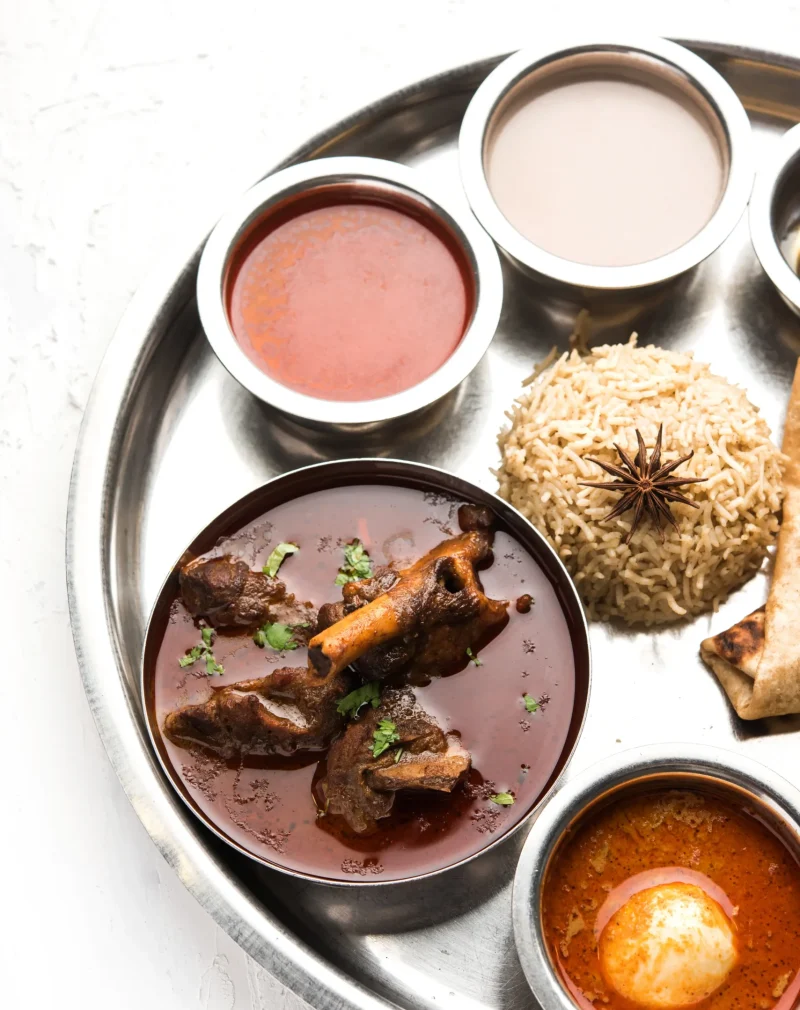 motton-thali-gosht-lamb-platter-is-indian-asian-non-veg-lunch-dinner-menu-consists-meat-egg-curry-with-chapati-rice-salad-sweet-gulab-jamun (2)
